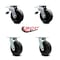 Service Caster 6 Inch Polyolefin Swivel Caster Set with Ball Bearing 2 Total Lock Brake SCC SCC-TTL30S620-POB-2-S-2 - alternate 3